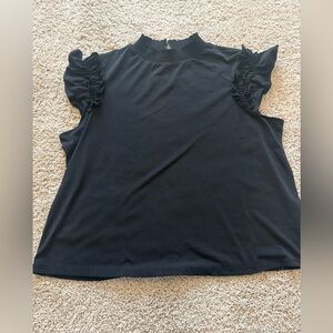 CeCe Black Ruffle Sleeve Blouse